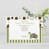 Green Dot Turtle Modern 5x7 Birthday Kaart (Staand voorkant)