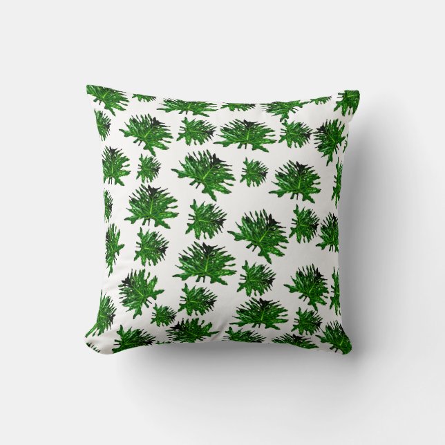 Green Dracaena Fern Leaves, Cushion Kussen (Voorkant)