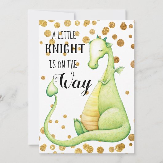 ** Green Dragon Baby Boy Baby shower Uitnodiging (Voorkant)