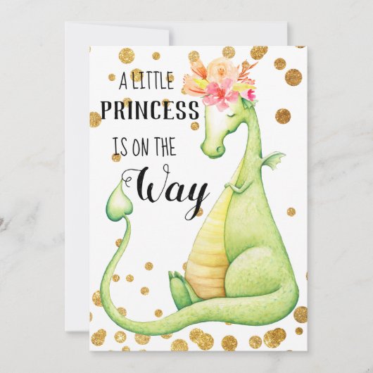 ** Green Dragon Baby Girl Baby shower Uitnodiging (Voorkant)