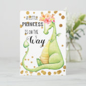 ** Green Dragon Baby Girl Baby shower Uitnodiging (Staand voorkant)