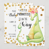 ** Green Dragon Baby Girl Baby shower Uitnodiging (Voorkant / Achterkant)