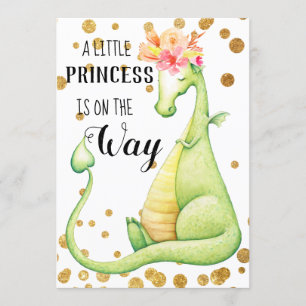 ** Green Dragon Baby Girl Baby shower Uitnodiging