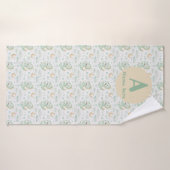 Green Dragon Baby Waterverf Gepersonaliseerde naam Badhanddoek (Badhanddoek)