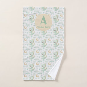 Green Dragon Baby Waterverf Gepersonaliseerde naam Handdoek