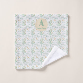 Green Dragon Baby Waterverf Gepersonaliseerde naam Washandje