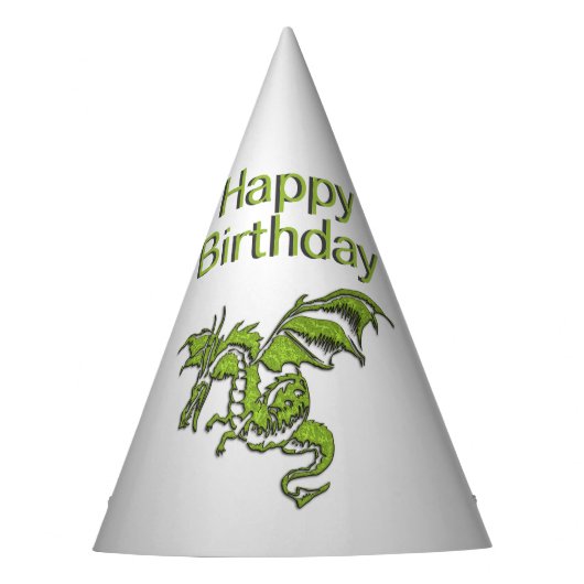 Green Dragon Birthday Pet Feesthoedjes (Voorkant)