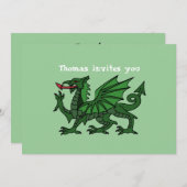 Green Dragon Birthday Uitnodiging (Voorkant / Achterkant)