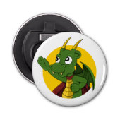 Green dragon cartoon button flesopener (Voorkant)