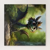 Green Dragon Cartoon Legpuzzel (Horizontaal)