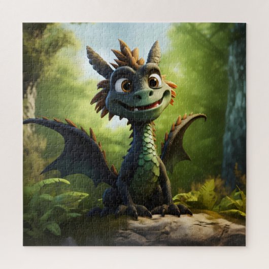 Green Dragon Cartoon Legpuzzel (Verticaal)