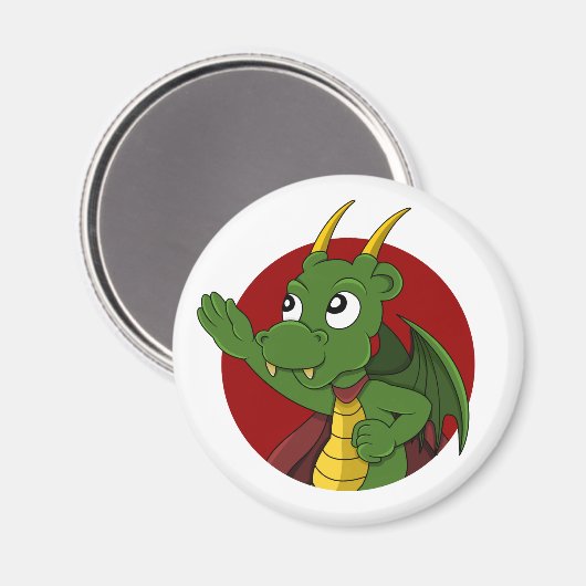 Green dragon cartoon magneet (Voorkant / Achterkant)