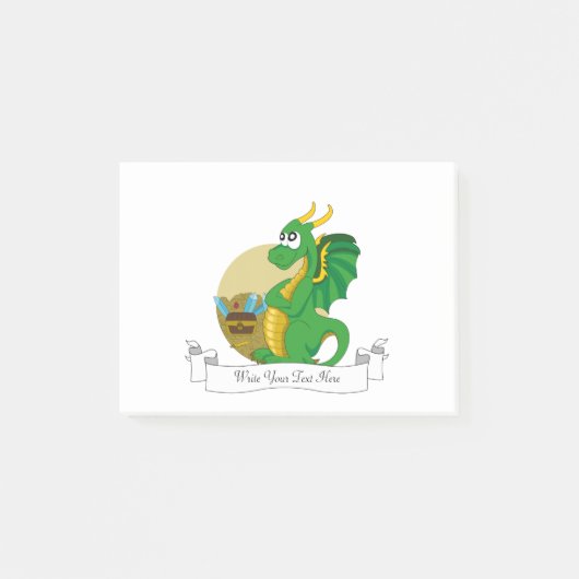 Green dragon cartoon post-it® notes (Voorkant)