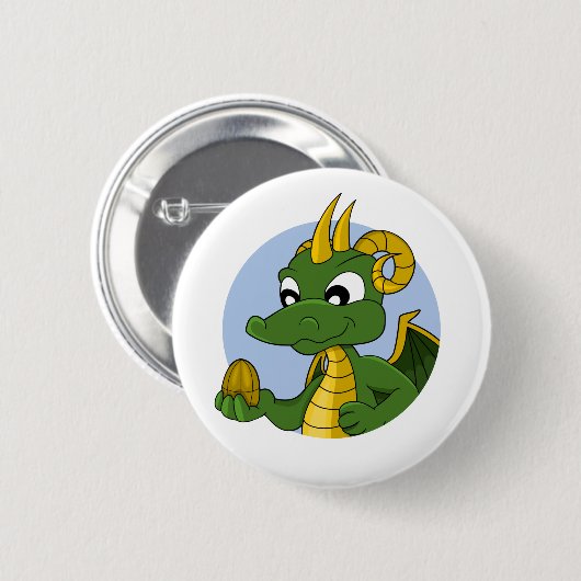Green dragon cartoon ronde button 5,7 cm (Voorkant /achterkant)