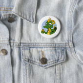 Green dragon cartoon ronde button 5,7 cm (In situ)