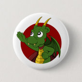 Green dragon cartoon ronde button 5,7 cm (Voorkant)