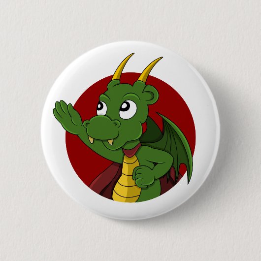 Green dragon cartoon ronde button 5,7 cm (Voorkant)