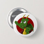 Green dragon cartoon ronde button 5,7 cm (Voorkant /achterkant)