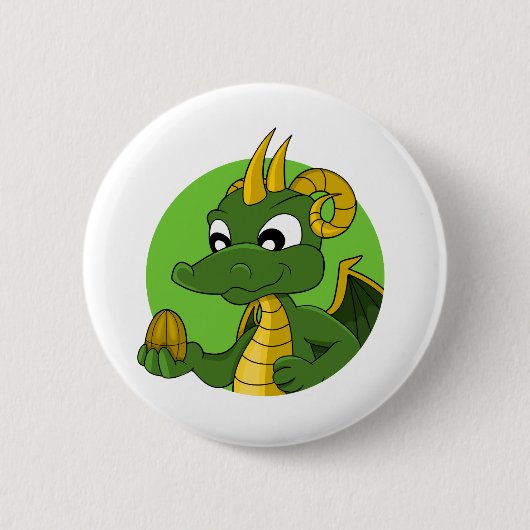 Green dragon cartoon ronde button 5,7 cm (Voorkant)