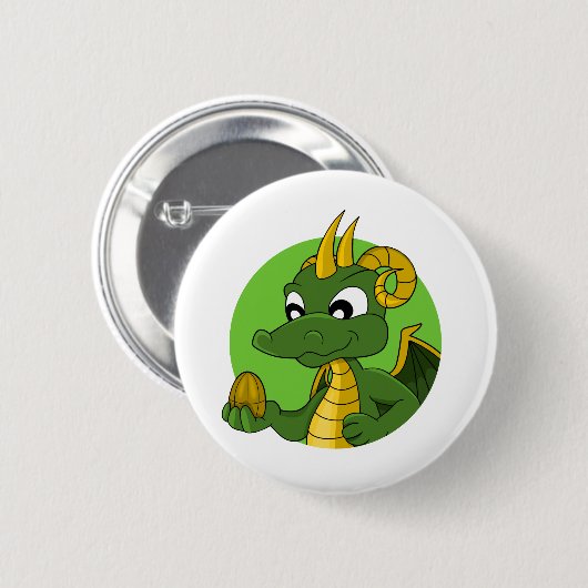 Green dragon cartoon ronde button 5,7 cm (Voorkant /achterkant)