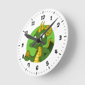Green dragon cartoon ronde klok (Hoek)