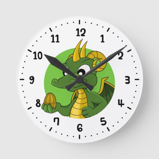 Green dragon cartoon ronde klok (Voorkant)