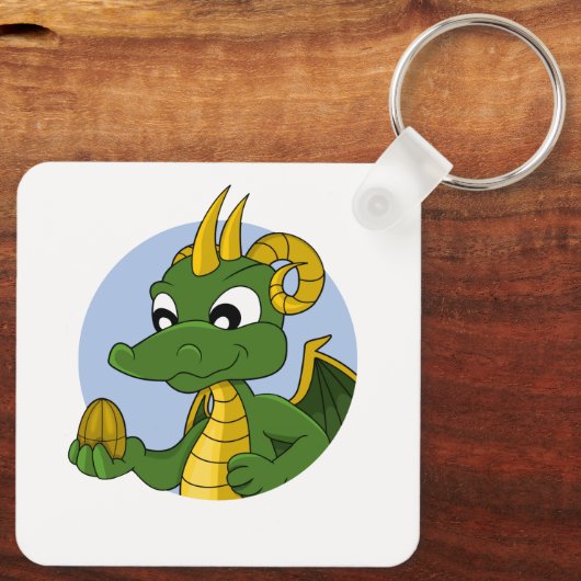 Green dragon cartoon sleutelhanger (Achterkant)