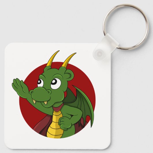 Green dragon cartoon sleutelhanger (Achterkant)