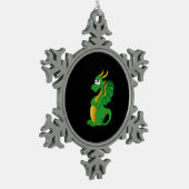 Green dragon cartoon tin sneeuwvlok ornament (Links)