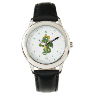 Green dragon cartoon Watch Horloge