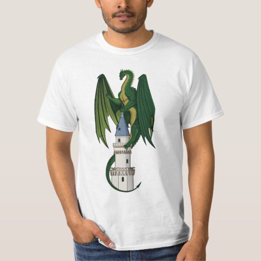 Green Dragon Design op een wit T-shirt (Voorkant)