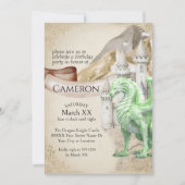 Green Dragon en Castle Fantasy Party Kaart (Voorkant)