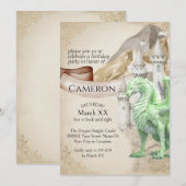 Green Dragon en Castle Fantasy Party Kaart (Voorkant / Achterkant)