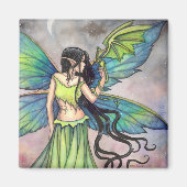 Green Dragon en Fairy Fantasy Art Magneet (Voorkant)