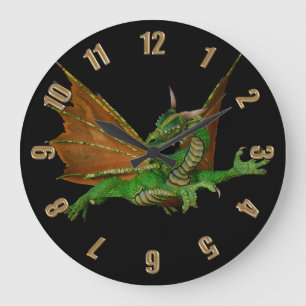 Green Dragon Fantasy Artwork Grote Klok
