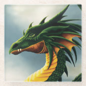 Green Dragon Fantasy Glazen Onderzetter (Voorkant)