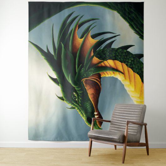 Green Dragon Fantasy Wandkleed (In situ)