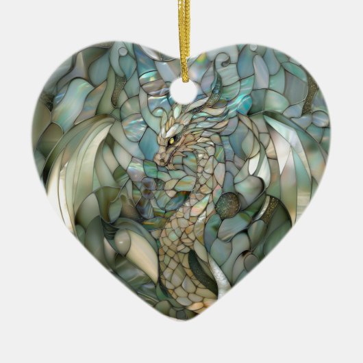 Green Dragon Faux-Glas in lood Keramisch Ornament (Voorkant)
