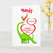 Green Dragon Happy Valentine's Day Kaart (Gele Bloem)