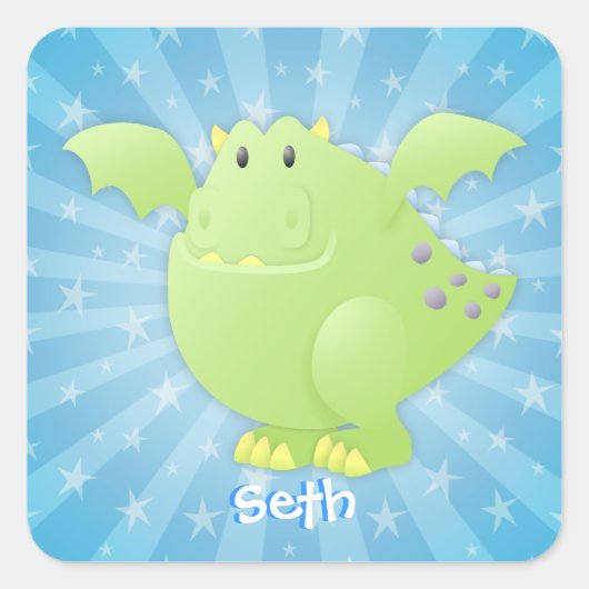Green Dragon Monster Aangepaste Stickers (Voorkant)