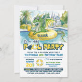 Green Dragon Pool Party Uitnodiging voor verjaarda (Voorkant)