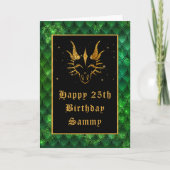 Green Dragon Scales Faux Glitter Happy Birthday Kaart (Voorkant)