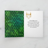 Green Dragon Scales Faux Glitter Happy Birthday Kaart (Binnen)