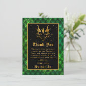 Green Dragon Scales Gold Faux Glitter Birthday Bedankkaart (Staand voorkant)