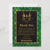 Green Dragon Scales Gold Faux Glitter Birthday Bedankkaart (Voorkant)