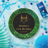 Green Dragon Scales Gold Faux Glitter Birthday Papieren Bordje (Feest)