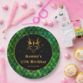Green Dragon Scales Gold Faux Glitter Birthday Papieren Bordje (Feest)