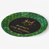 Green Dragon Scales Gold Faux Glitter Birthday Papieren Bordje (Gekanteld)