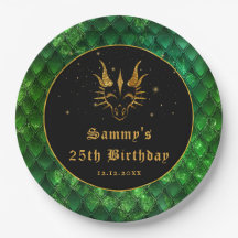 Green Dragon Scales Gold Faux Glitter Birthday