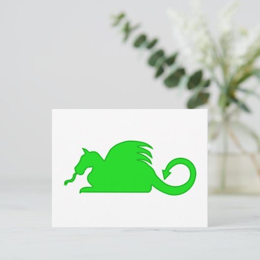 Green Dragon Silhouette Briefkaart (Staand voorkant)